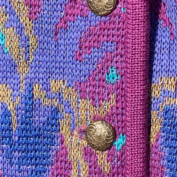 Vintage Purple Floral Button Cardigan - Picture 2 of 8